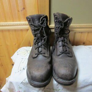 Mens Schmidt pebbled leather steel toe waterproof biker work boots 11 m